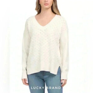 BNWT Lucky Brand Women’s v-neck Sweater size M in  Cream